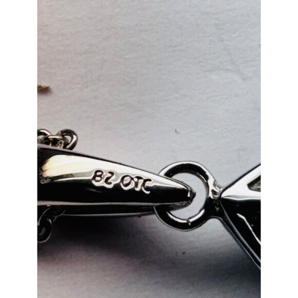 Sterling Silver Teardrop Pendant Necklace Blue & White Stones 18” 7.7g - Picture 8 of 14